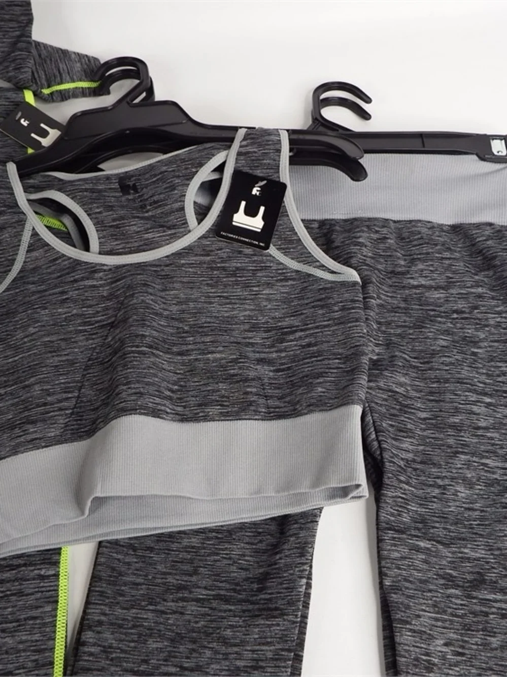 Neon Yellow & Charcoal Heather Women's Active Crop Top and Capri Set - Picture 4 of 8